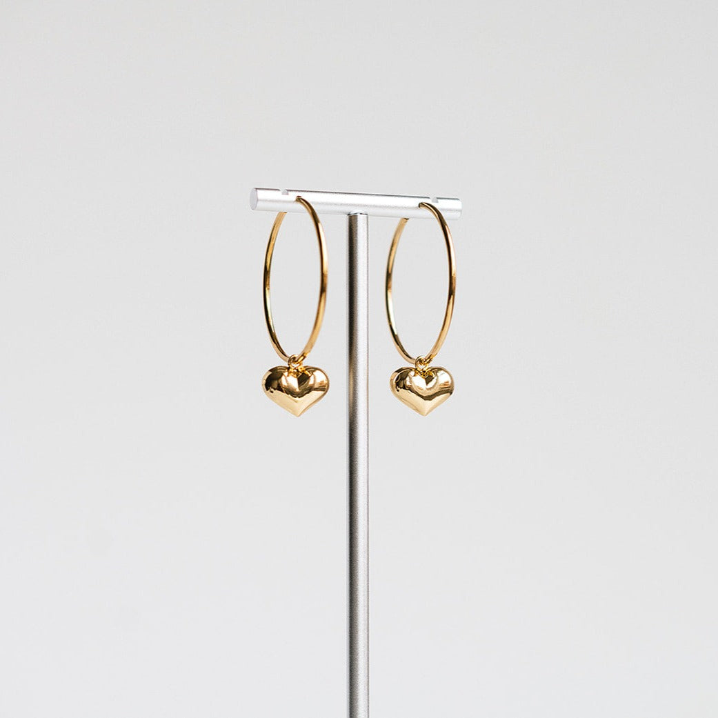 Hadley Heart Hoops Gold