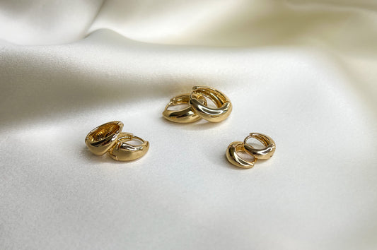 gold waterproof hoops available in 3 sizes