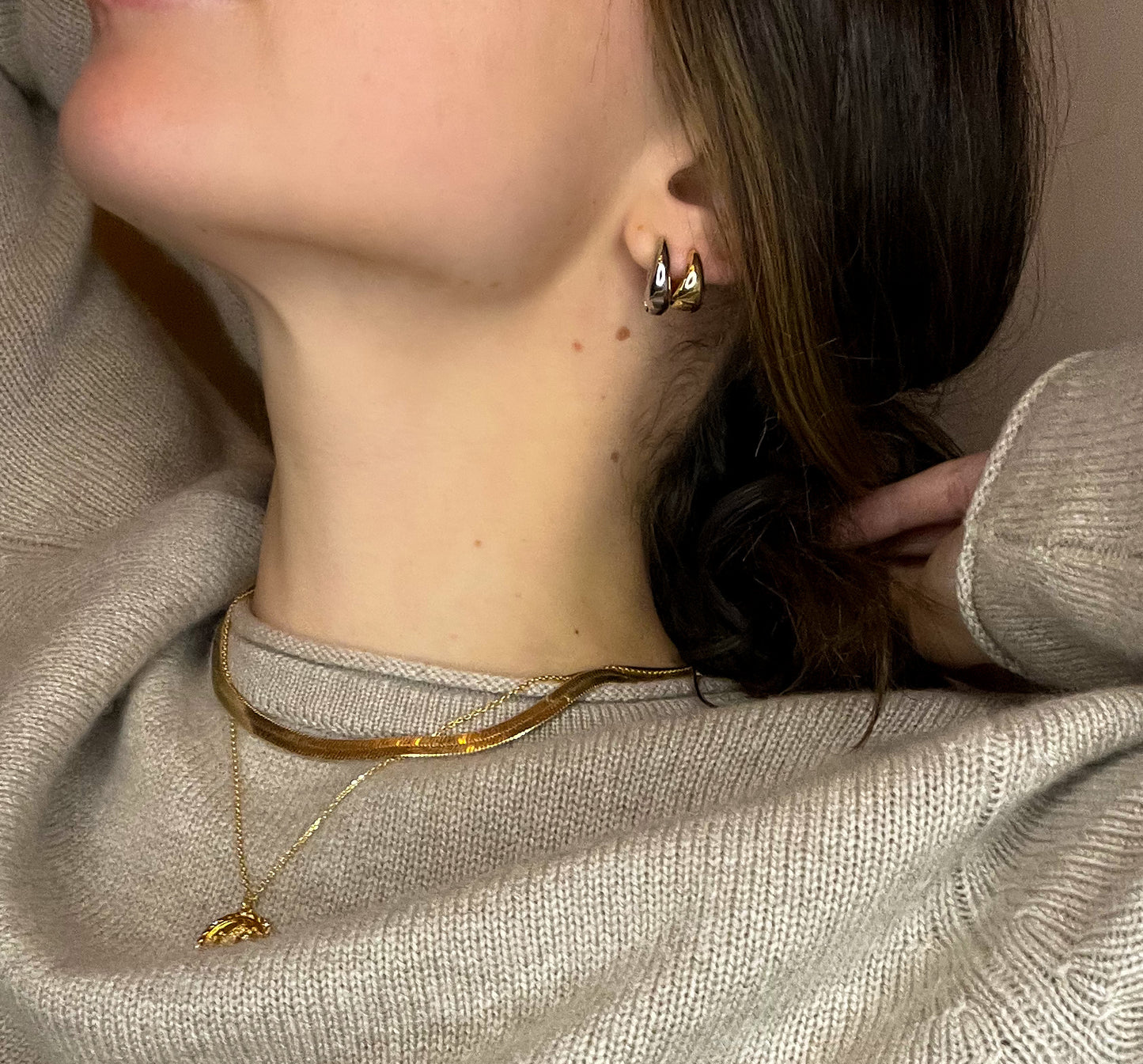 16mm waterproof silver and gold hoop earrings. waterproof silver hoops. waterproof gold hoops. silver hoops