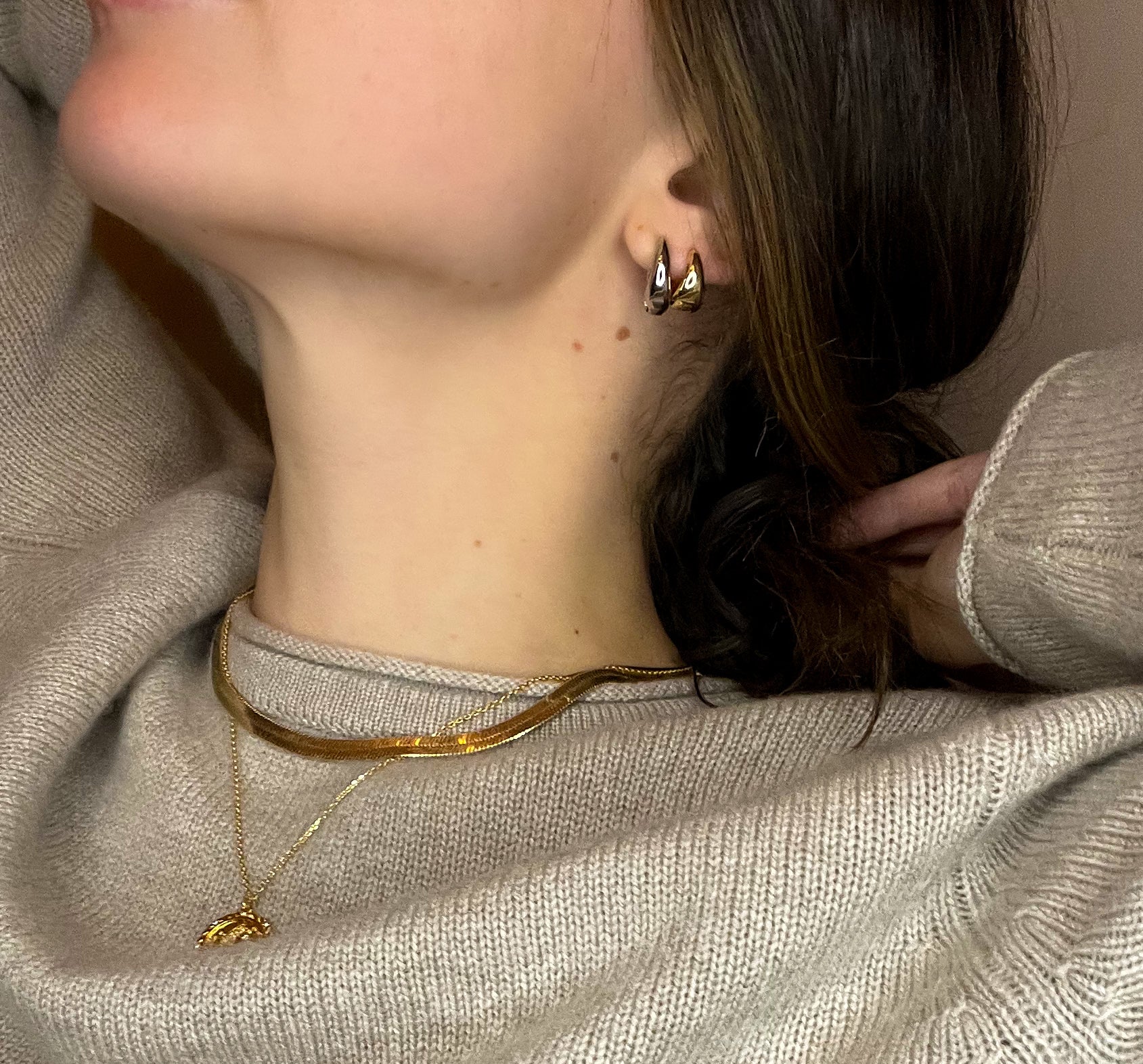 16mm waterproof silver and gold hoop earrings. waterproof silver hoops. waterproof gold hoops. silver hoops