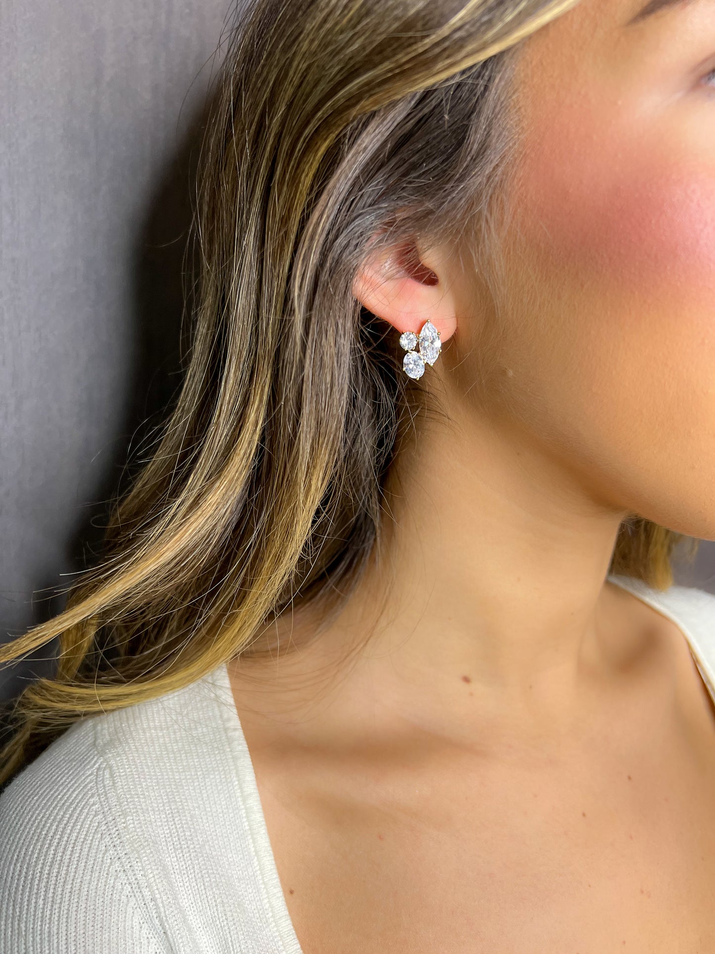 cluster of diamonds. diamond studs. diamond stud statement earrings