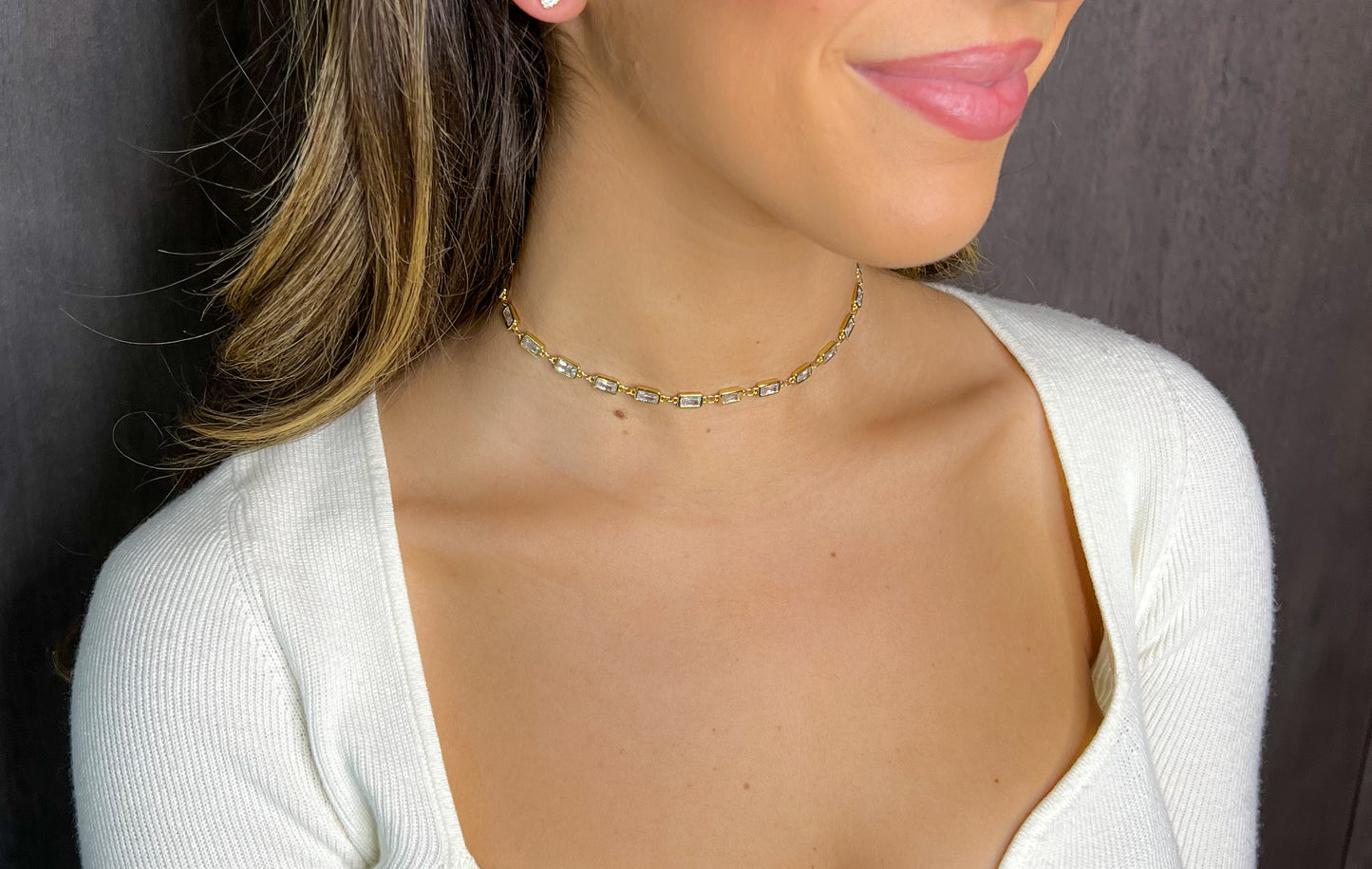 baguette diamond tennis necklace choker