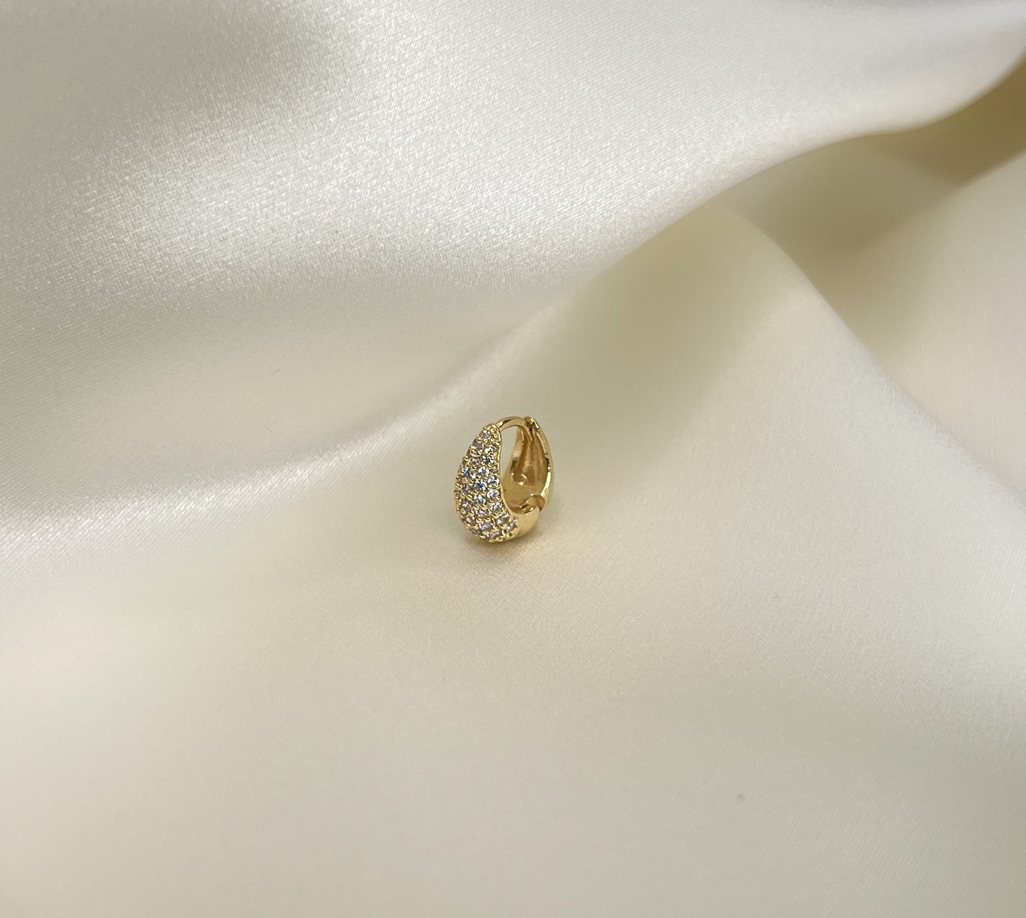 10mm micro pave gold huggies