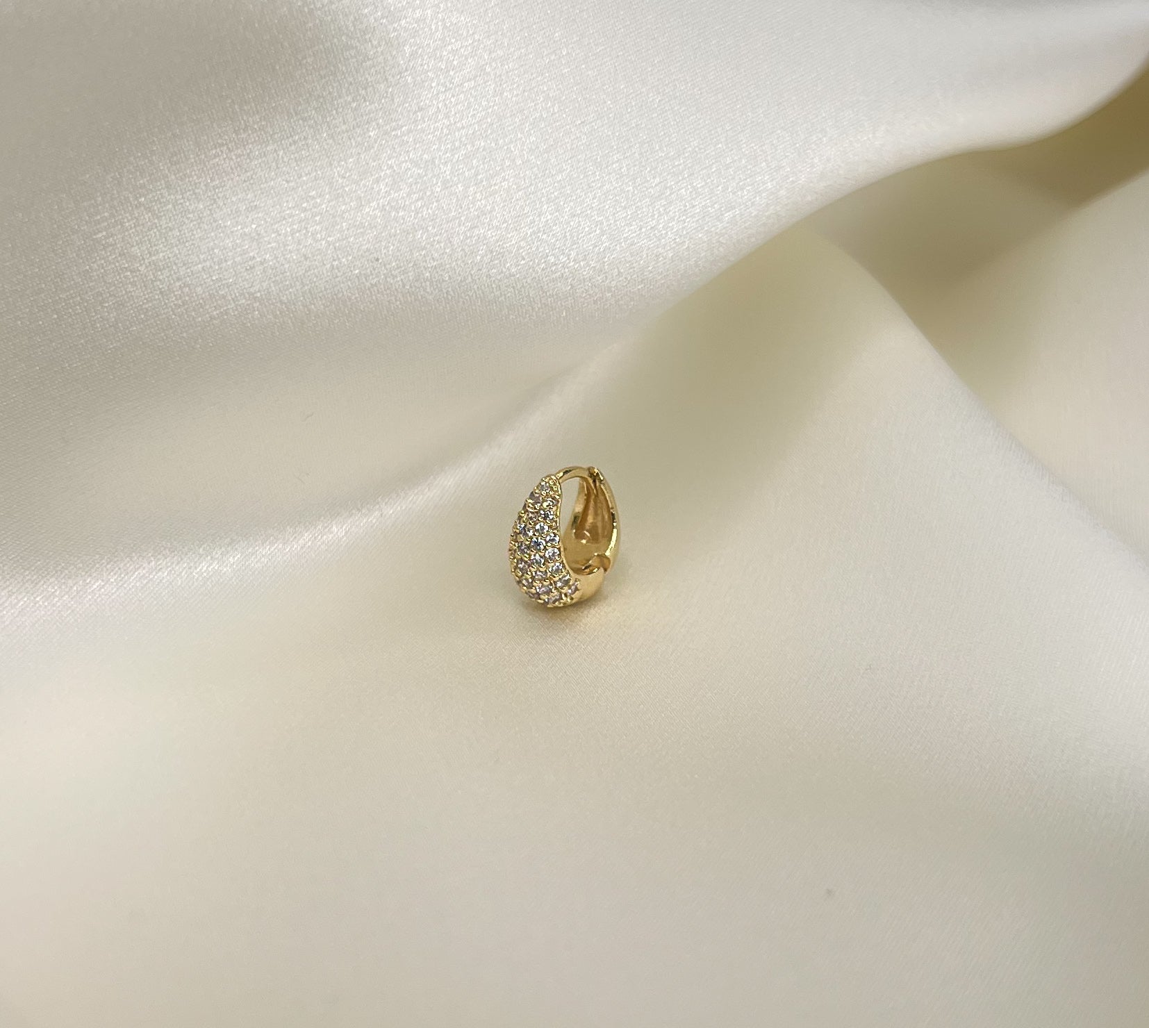 10mm micro pave gold huggies