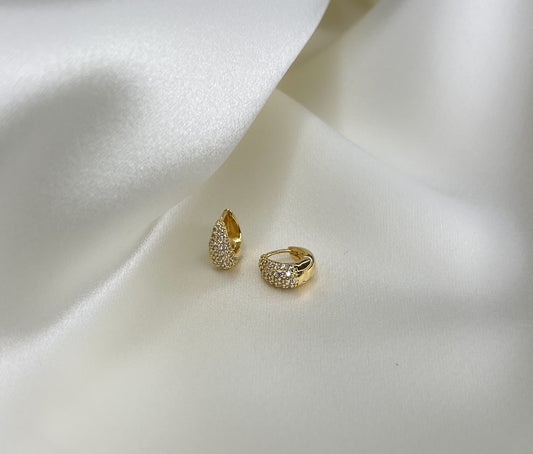10mm micro pave gold huggies