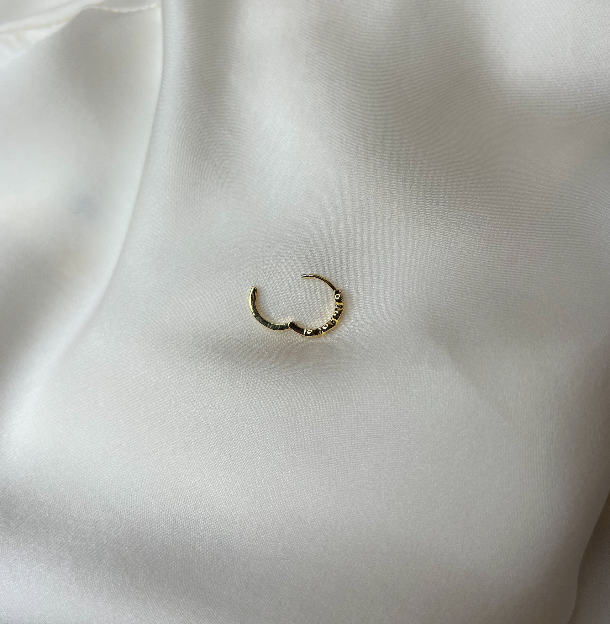 12mm gold huggies with diamond pattern