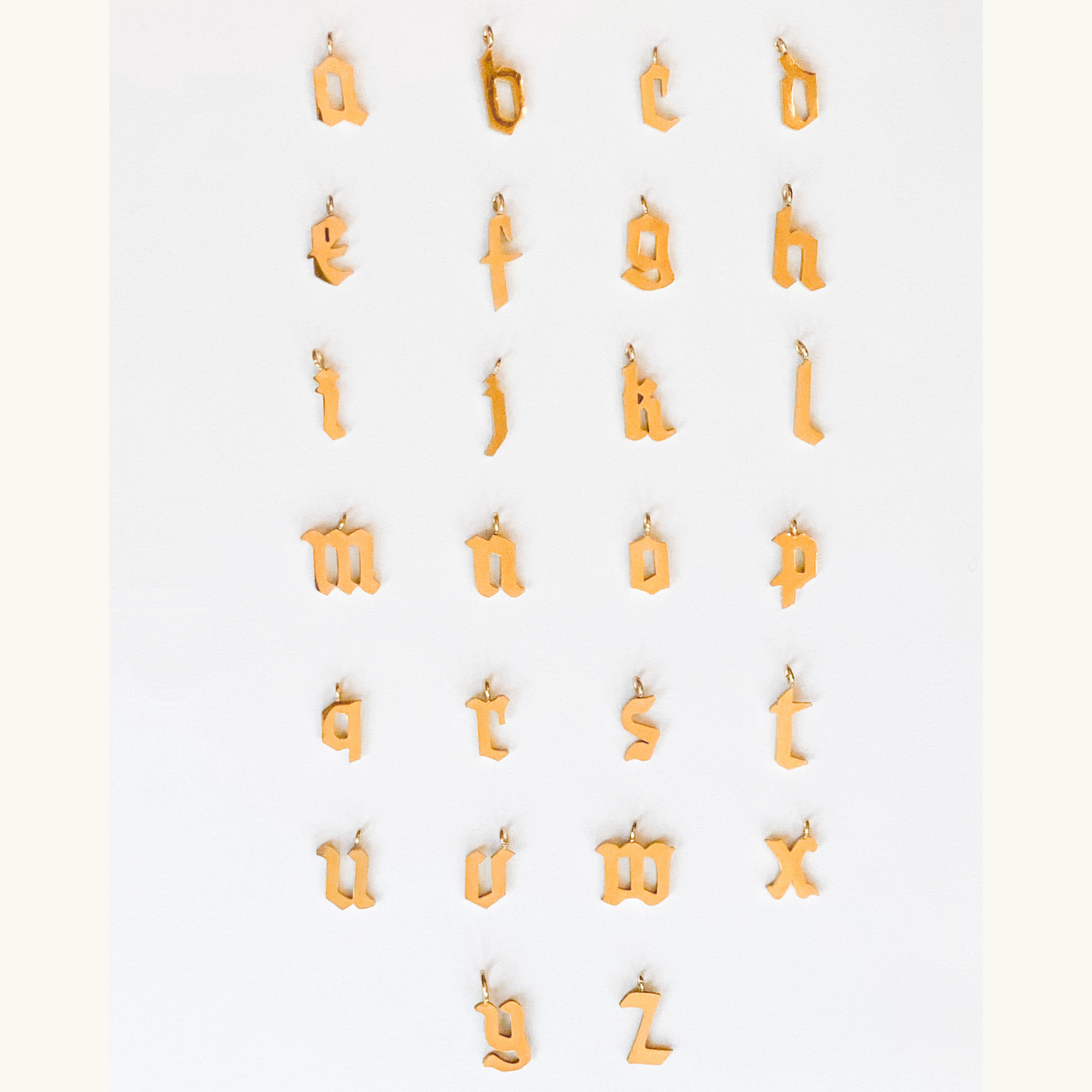 gold gothic initial pendants