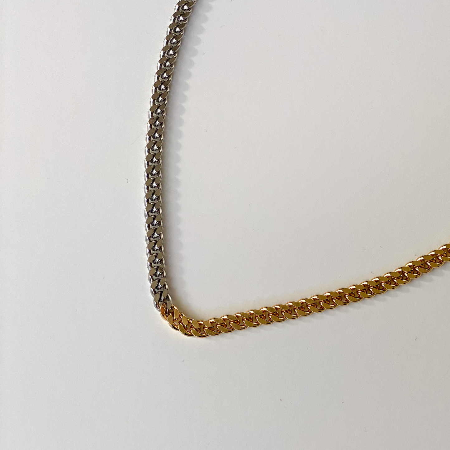two-tone curb chain layering necklace