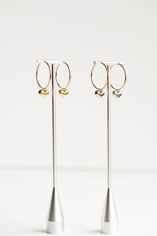 Hadley Heart Hoops Two-Tone