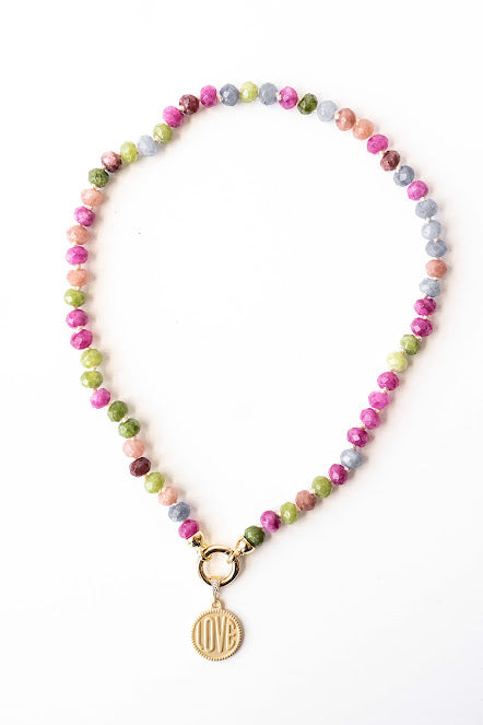 Bead Party Full Enamel + Diamond + Ceramic LOVE Necklace